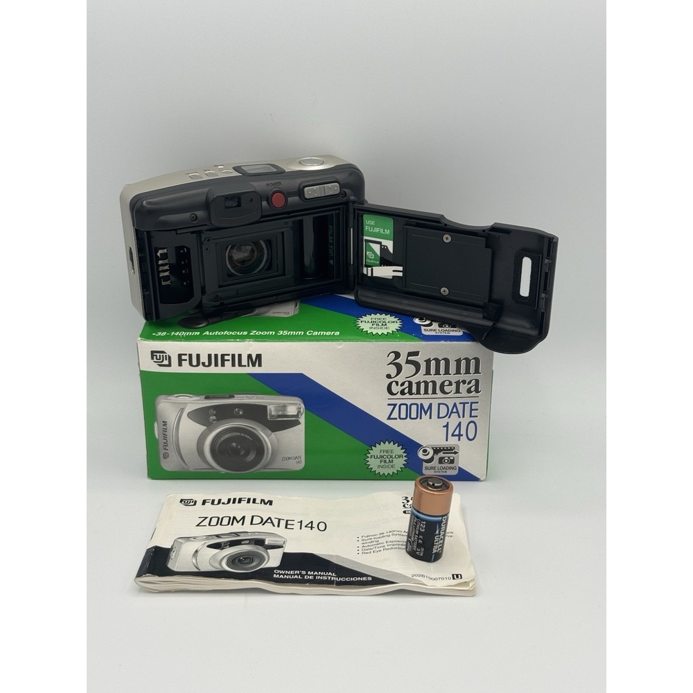 Vintage Fujifilm Zoom Date 140 Point Shoot 35mm Film Camera Silver Untested - Picture 4 of 7